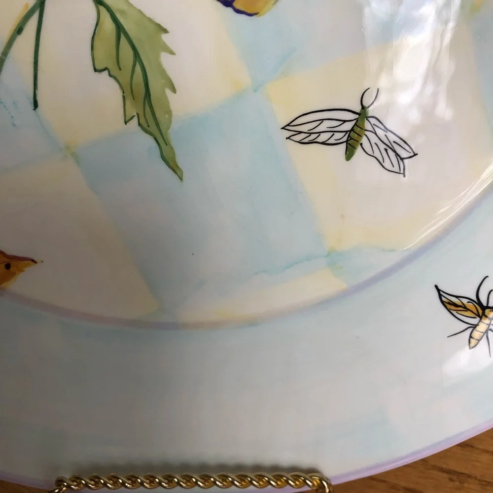 Zrike Hand Painted Dinner Plate with Butterflies, Flowers and Birds